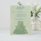 Groene Mint Rustic Lesbian Wedding RSVP (Staand voorkant)