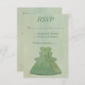 Groene Mint Rustic Lesbian Wedding RSVP (Voorkant / Achterkant)
