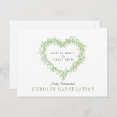 Groene misletoe hartslag met annulering bruiloft aankondigingskaart (Voorkant / Achterkant)