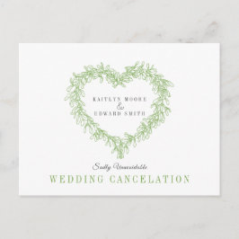 Groene misletoe hartslag met annulering bruiloft aankondigingskaart