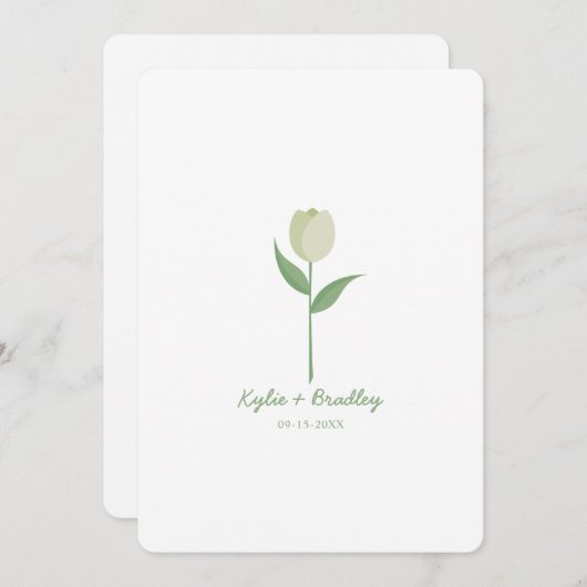 Groene Mist Minimalist Tulip Kaart (Voorkant / Achterkant)