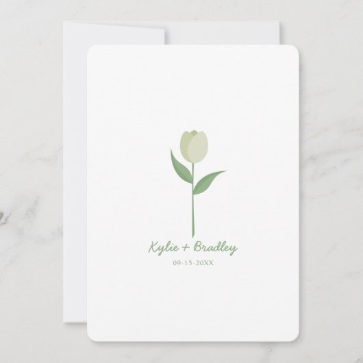 Groene Mist Minimalist Tulip Kaart (Voorkant)