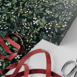 Groene Mistletoe Patroon Kerst  Ontwerp Cadeaupapier