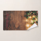 Groene mistletoe, String Lights, Wood Kerstmis Bad Handdoek (Handdoek)