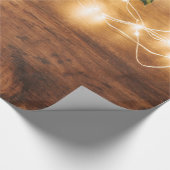 Groene mistletoe, String Lights, Wood Kerstmis Cadeaupapier (Hoek)