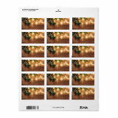 Groene mistletoe, String Lights, Wood Kerstmis Etiket (Full Sheet)