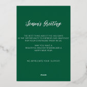 Groene Mistletoe Wreath Company Logo Business Folie Feestdagenkaart (Achterkant)