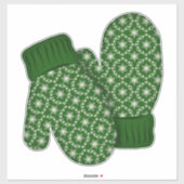 Groene Mittens met Snowflakes | Grote kerst Sticker (Vel)