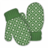 Groene Mittens met Snowflakes | Grote kerst Sticker (Voorkant)