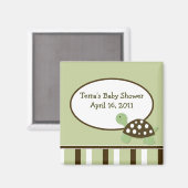 GROENE MOD SCHILDPAD Baby shower Favor Magnet (Voorkant / Achterkant)