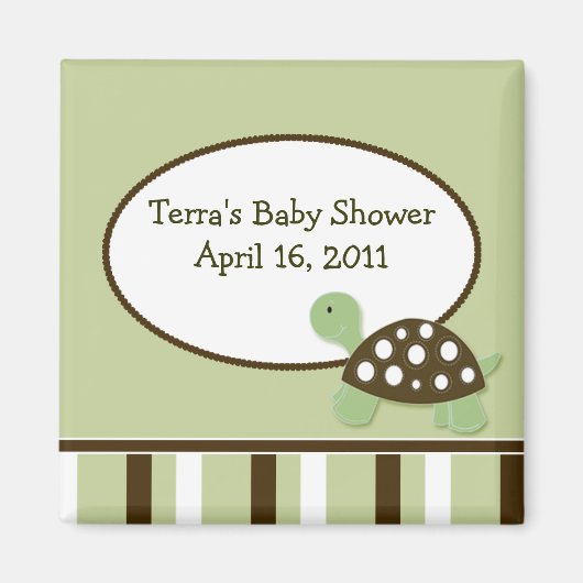 GROENE MOD SCHILDPAD Baby shower Favor Magnet (Voorkant)