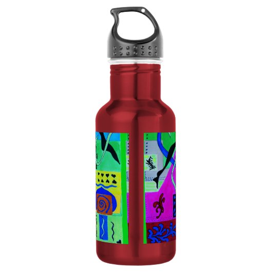 Groene Mode Abstracte inspiratie van matisse Waterfles (Achterkant)