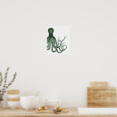 Groene Modern Octopus Poster (Keuken)
