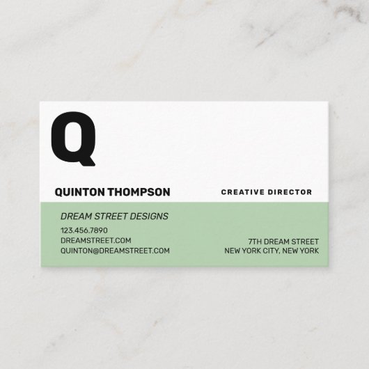 GROENE MODERN TWEE-TONE VISITEKAARTJE (Voorkant)