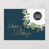 Groene Modern Wreath met logo Prettige feestdagen  (Voorkant)
