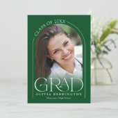 Groene Moderne 2 Foto Boog Afstuderen Aankondiging (Staand voorkant)