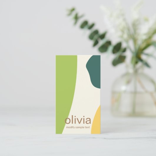 Groene moderne, Abstracte kunstvormen Visitekaartje (Staand voorkant)