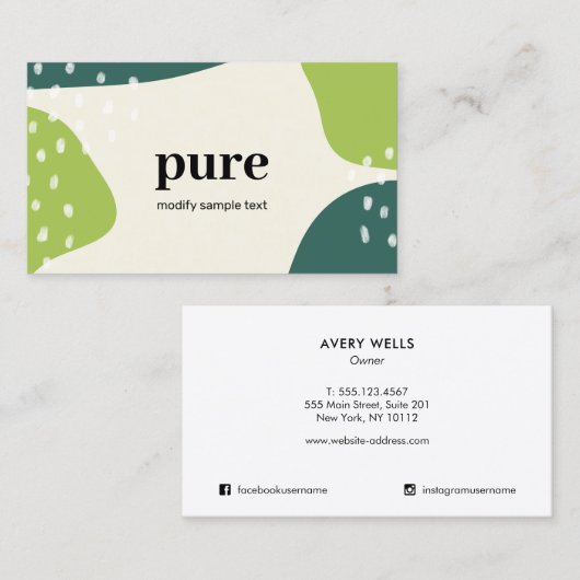 Groene moderne, Abstracte kunstvormen Visitekaartje (Voorkant / Achterkant)