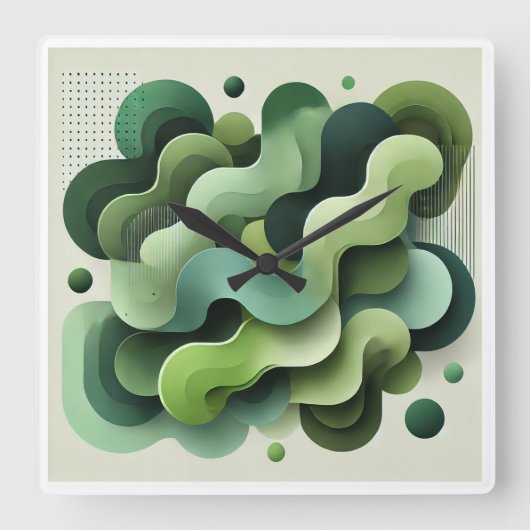 Groene moderne art deco abstracte wandklok (Voorkant)