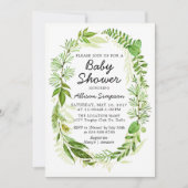 Groene moderne babyshower uitnodigingskaart kaart (Voorkant)