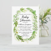 Groene moderne babyshower uitnodigingskaart kaart (Staand voorkant)