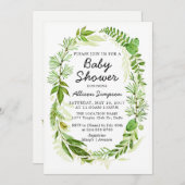 Groene moderne babyshower uitnodigingskaart kaart (Voorkant / Achterkant)