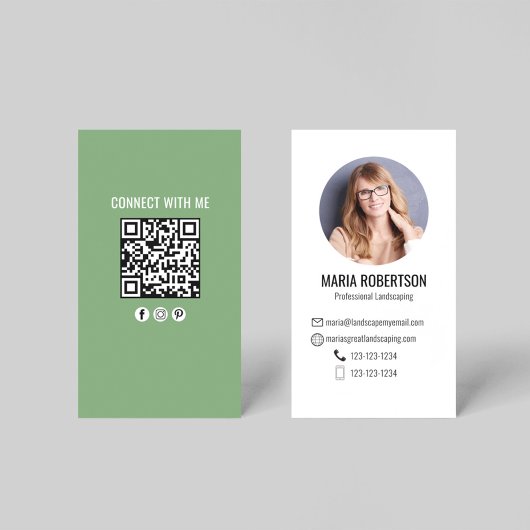 Groene moderne bedrijfs-QR-code foto Visitekaartje