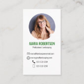 Groene moderne bedrijfsfoto QR-code Visitekaartje (Voorkant)