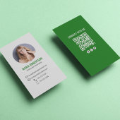 Groene moderne bedrijfsfoto QR-code Visitekaartje