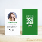 Groene moderne bedrijfsfoto QR-code Visitekaartje