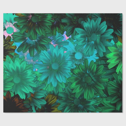 Groene moderne bloem cadeaupapier (Vlak)