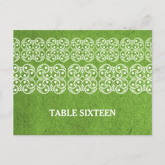 Groene moderne Bohemische Tabelnummer Briefkaart (Voorkant)