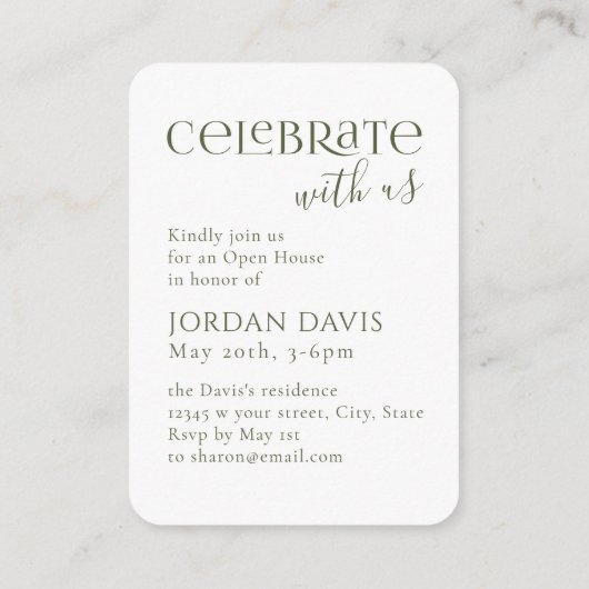 Groene Moderne Boog Foto Afstuderen Aankondiging (Achterkant)