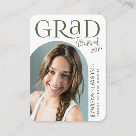 Groene Moderne Boog Foto Afstuderen Aankondiging (Voorkant)