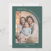Groene Moderne Boog Foto Kerstmis Feestdagenkaart (Voorkant)