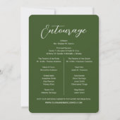 Groene moderne Chic Script Wedding Entourage Kaart (Achterkant)