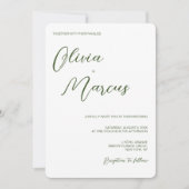 Groene moderne Chic Script Wedding Entourage Kaart (Voorkant)