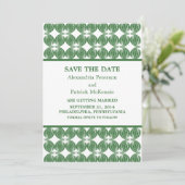 Groene moderne Deco Save the Date uitnodiging (Staand voorkant)