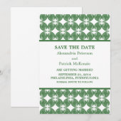 Groene moderne Deco Save the Date uitnodiging (Voorkant / Achterkant)