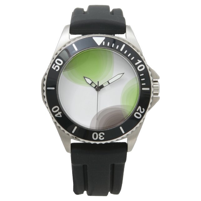 Groene, moderne, eenvoudige, abstracte bloem horloge (Voorkant)