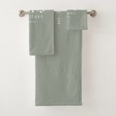 Groene Moderne Elegante Bloemige Monogram Naam Bad Handdoek (Insitu)