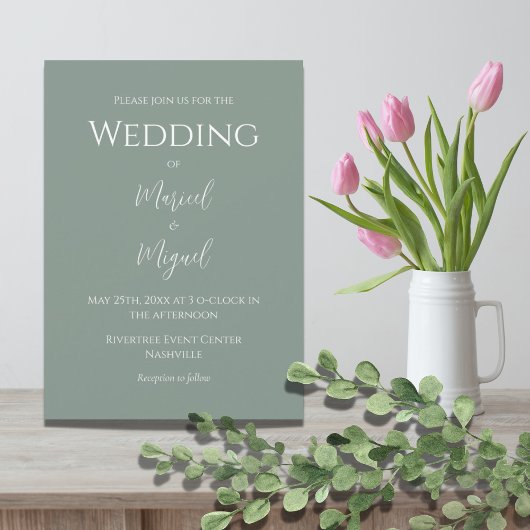 Groene moderne elegante bruiloft kaart
