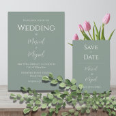 Groene moderne elegante bruiloft kaart