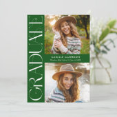 Groene Moderne Elegante Drie Foto Afstuderen Kaart (Staand voorkant)