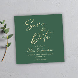 Groene moderne elegante minimalistische bruiloft save the date