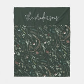 Groene moderne elegante rustige botanische familie fleece deken (Voorkant)