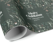 Groene moderne elegante waterverf botanisch cadeaupapier (Rol Hoek)