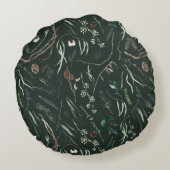 Groene moderne elegante waterverf botanisch rond kussen (Achterkant)