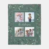 Groene moderne elegante waterverf botanische 4 fot fleece deken (Voorkant)