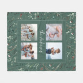 Groene moderne elegante waterverf botanische 4 fot fleece deken (Voorkant (Horizontaal))